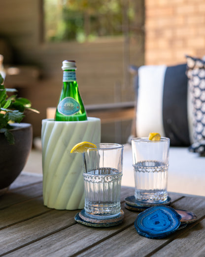 Vibrant blue agate coasters with unique natural patterns