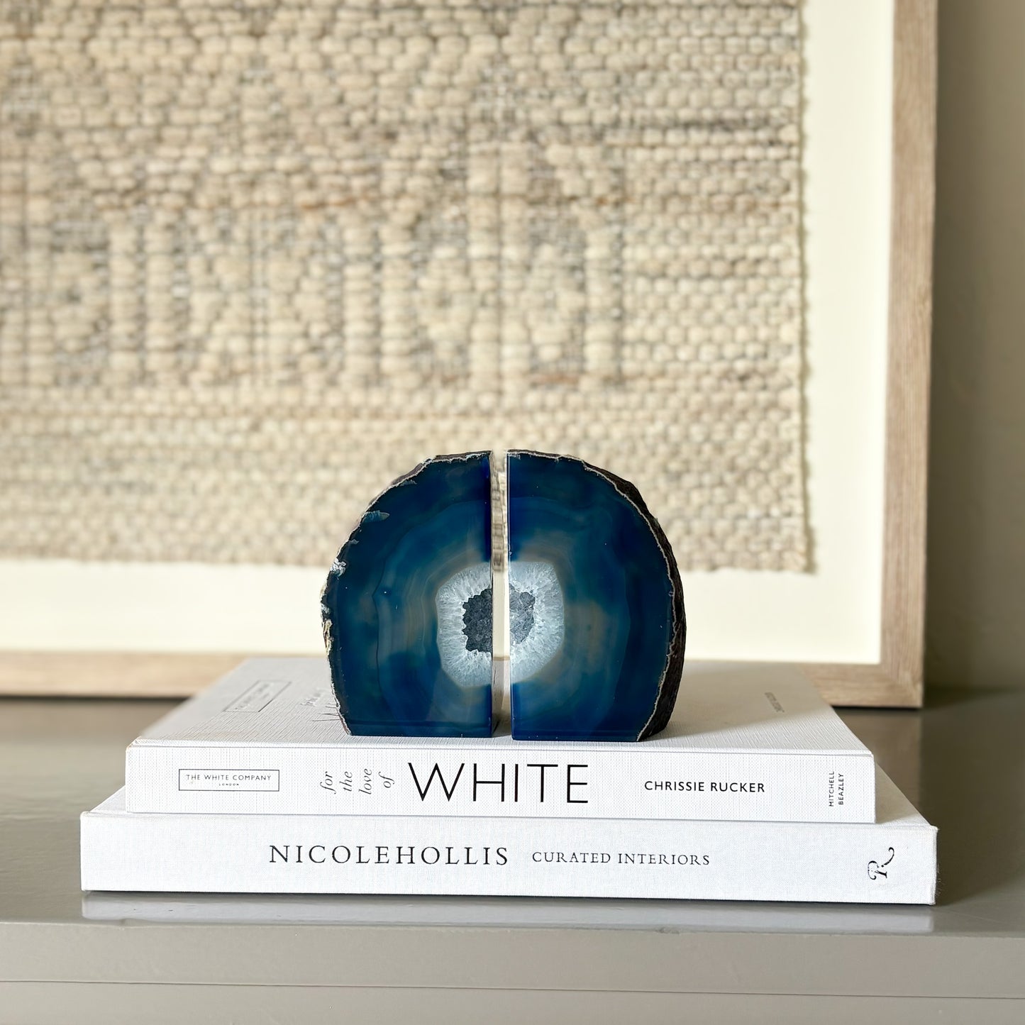 blue geode bookend pair