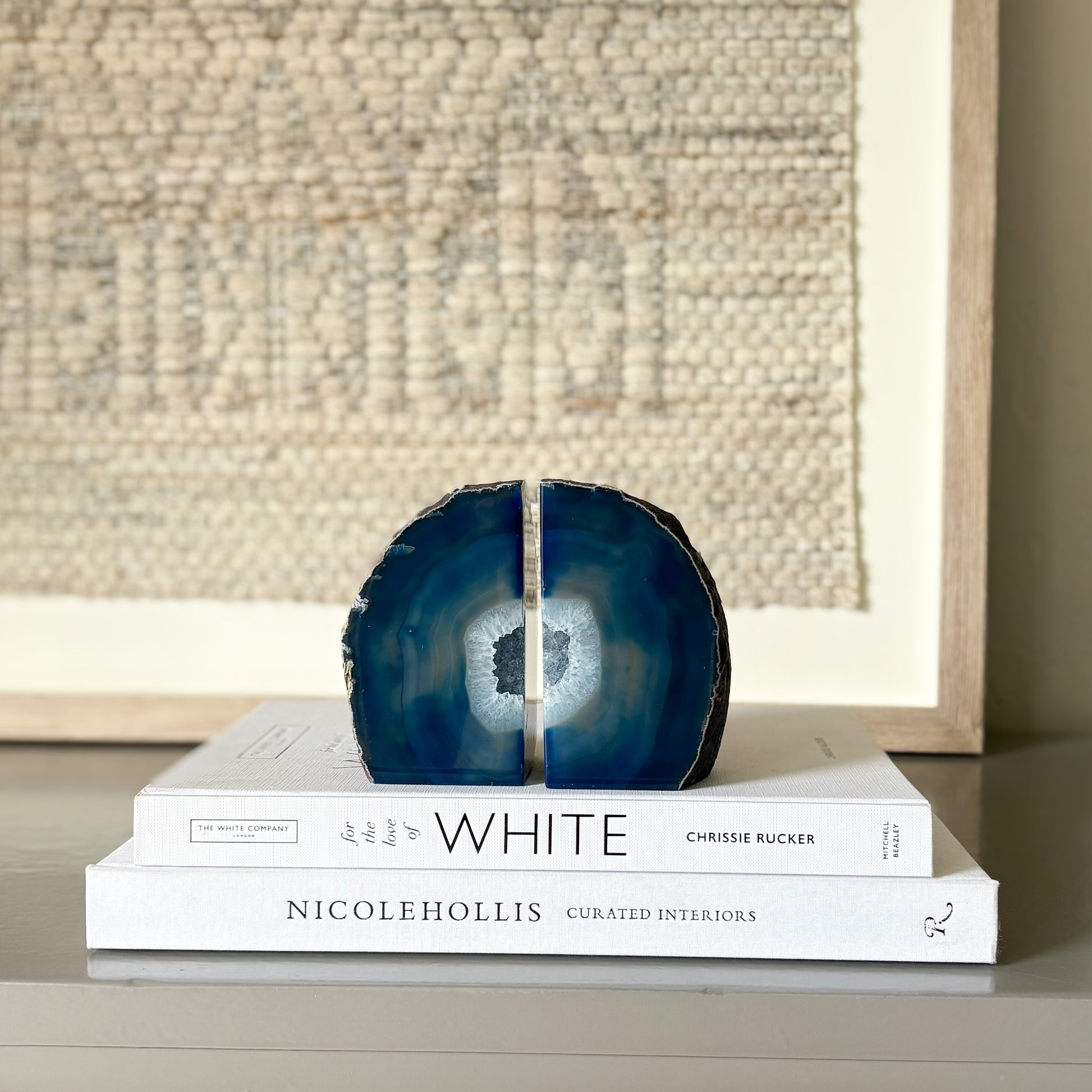 blue geode bookend pair