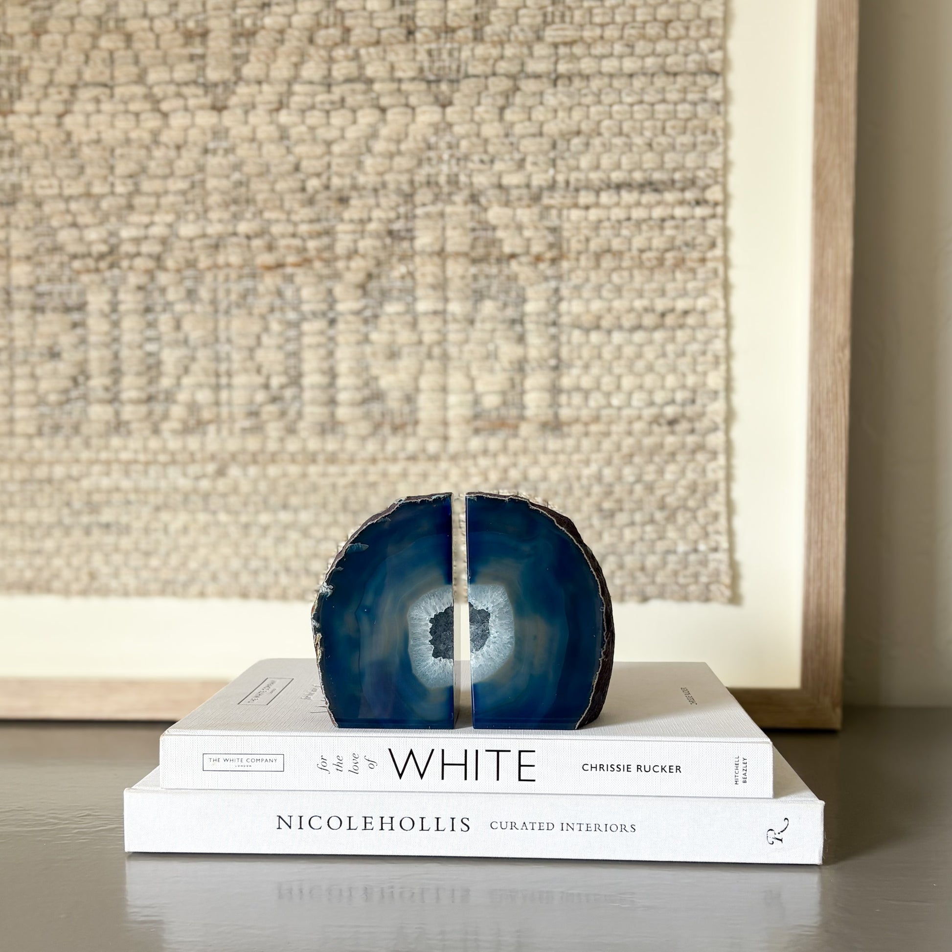 blue brazilian agate geode center bookends