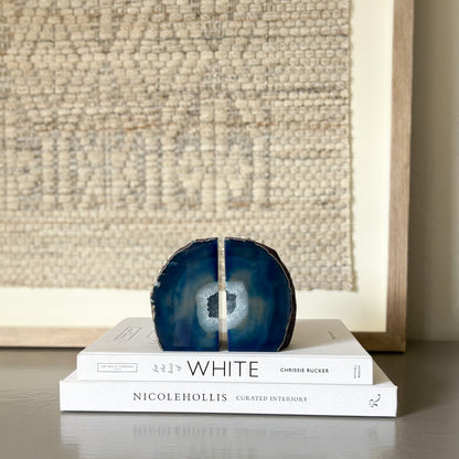 blue brazilian agate geode center bookends