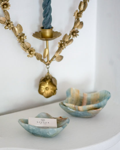 luxury blue onyx catchall dish for bedside, vanity, or entryway décor