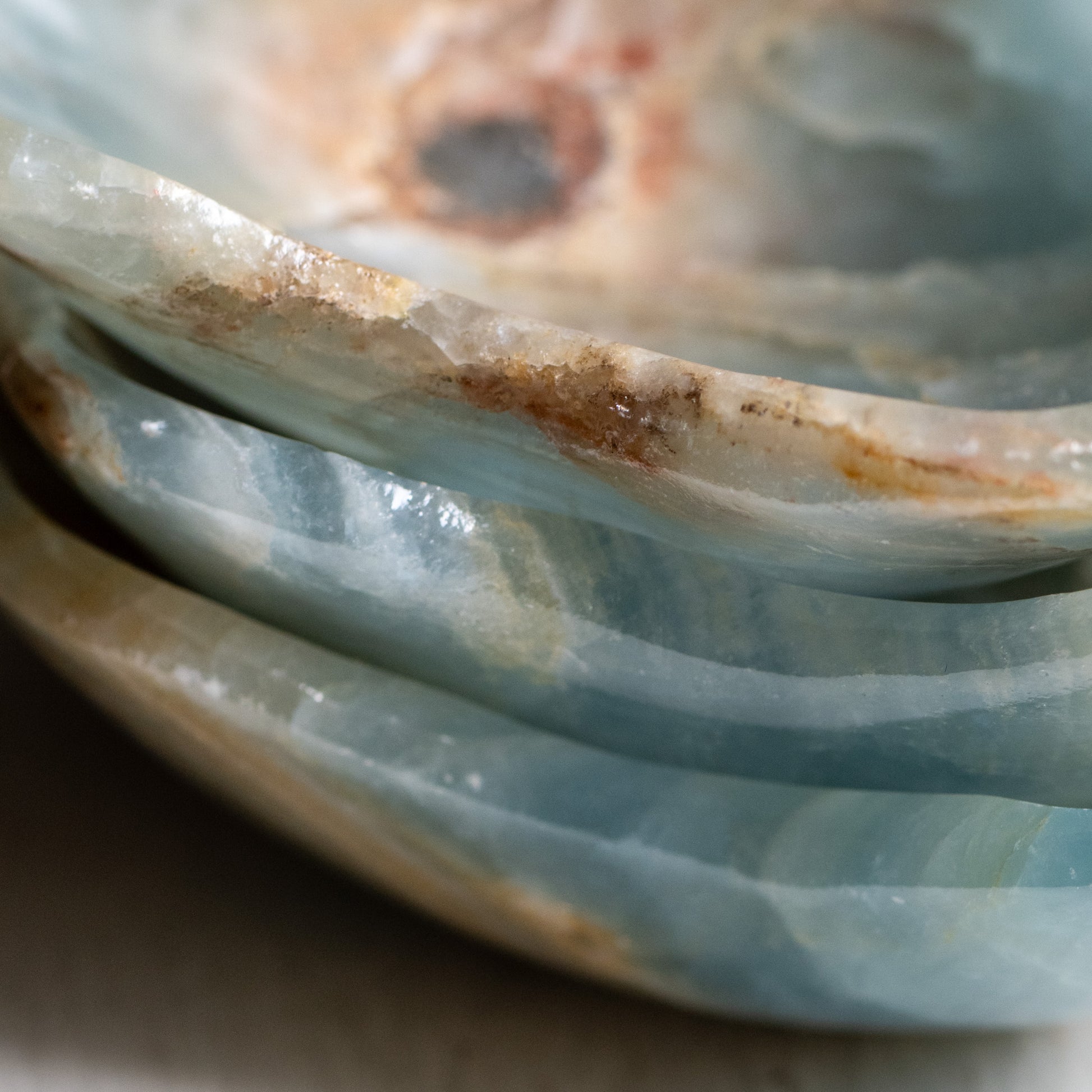 Luxury crystal catchall dish handcrafted from genuine blue onyx stone