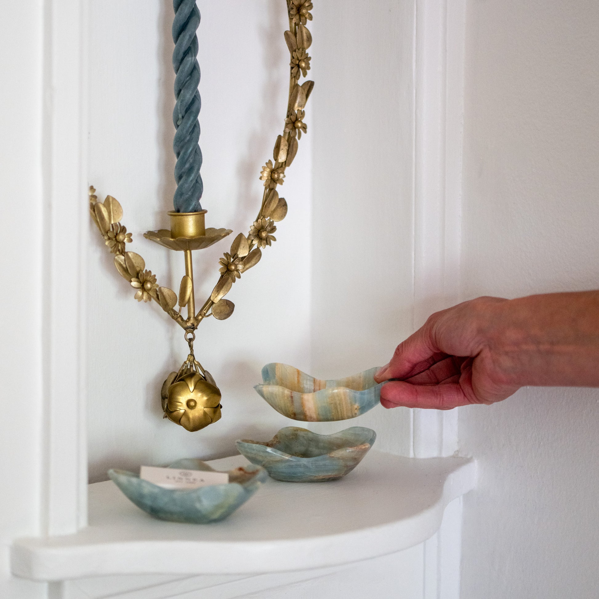 Luxury blue onyx catchall dish for rings, jewelry, and small everyday essentials
