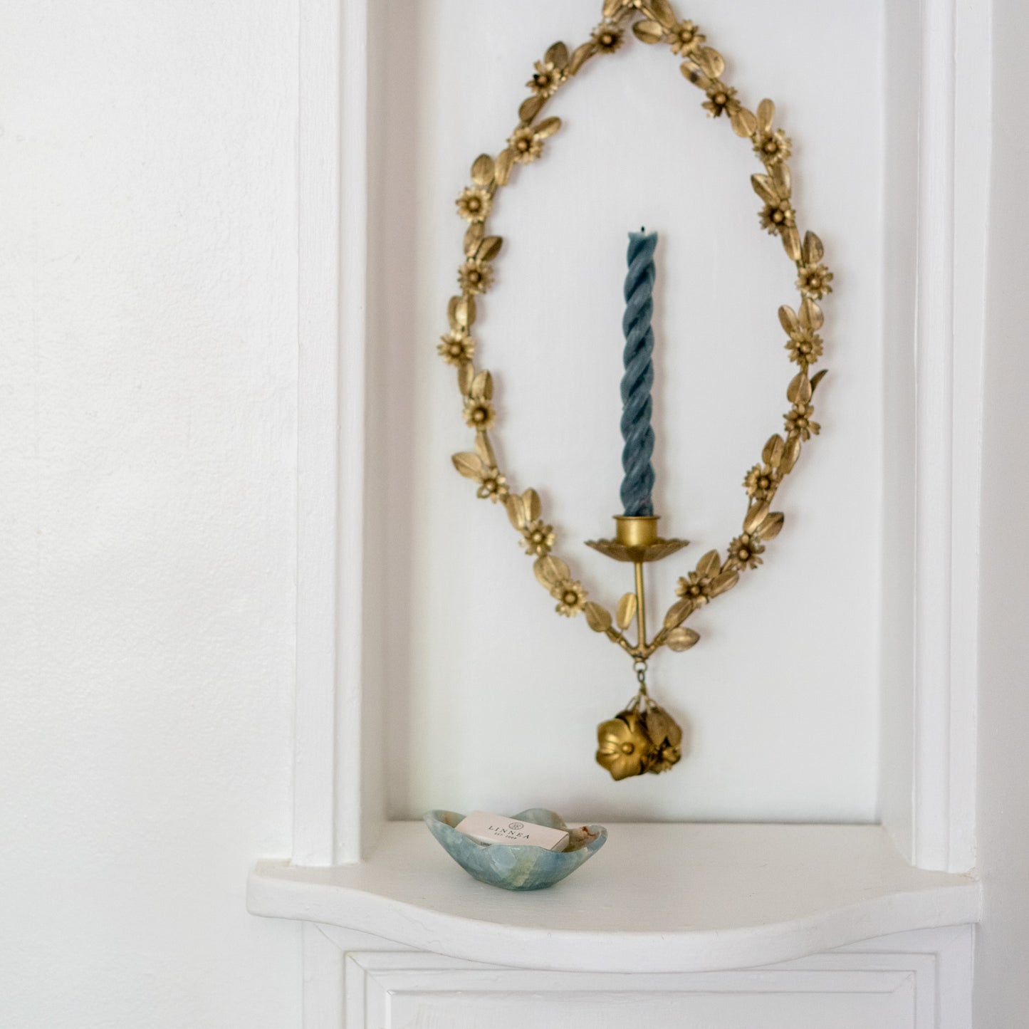 Natural blue onyx trinket tray displayed with elegant vintage-inspired home décor