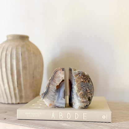 modern rustic stone bookend pair