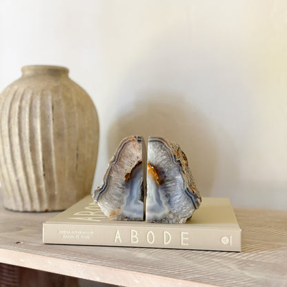 natural edge agate bookends