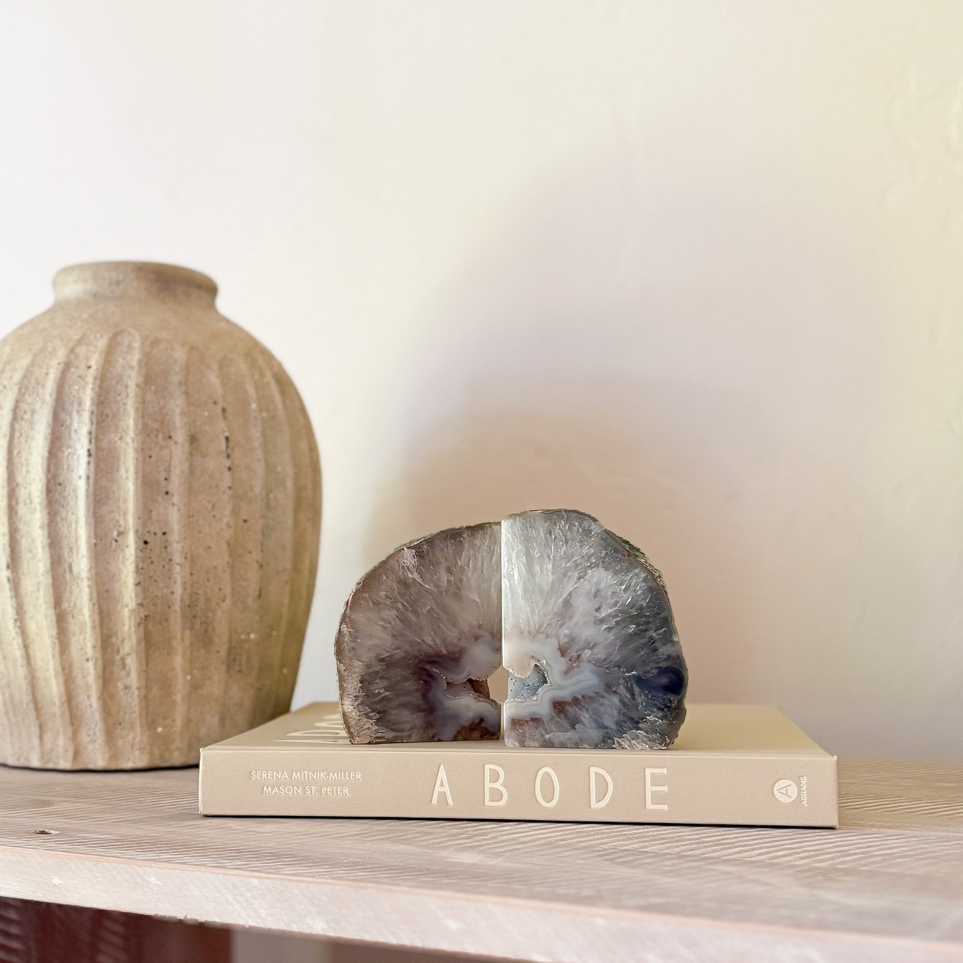 agate geode center bookends