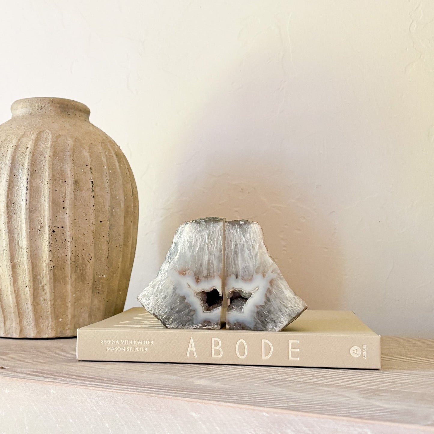 natural agate bookends pair