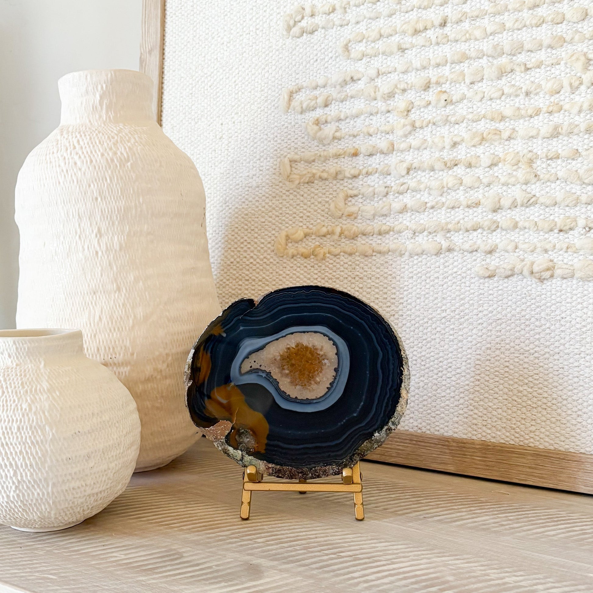 decorative agate crystal slice, natural home accents
