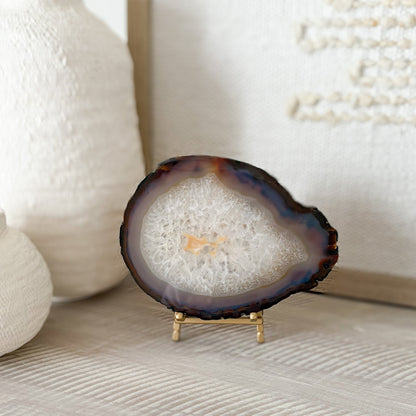 agate crystal slice on stand, natural home accents