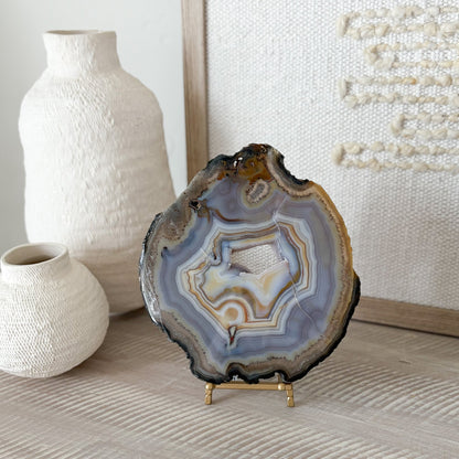 agate crystal slice on stand, natural home accents