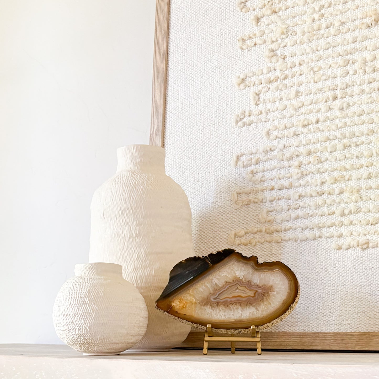Luxury agate slice on stand decorative accent for contemporary interiors