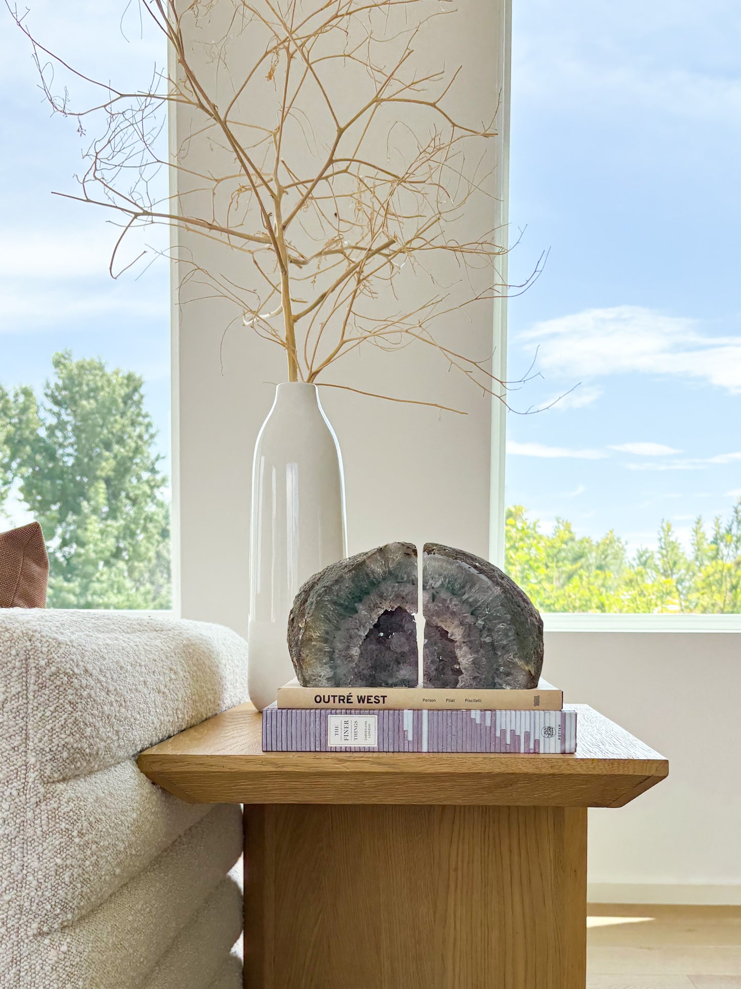 Exact Brazilian agate druzy bookend pair with natural crystal centers