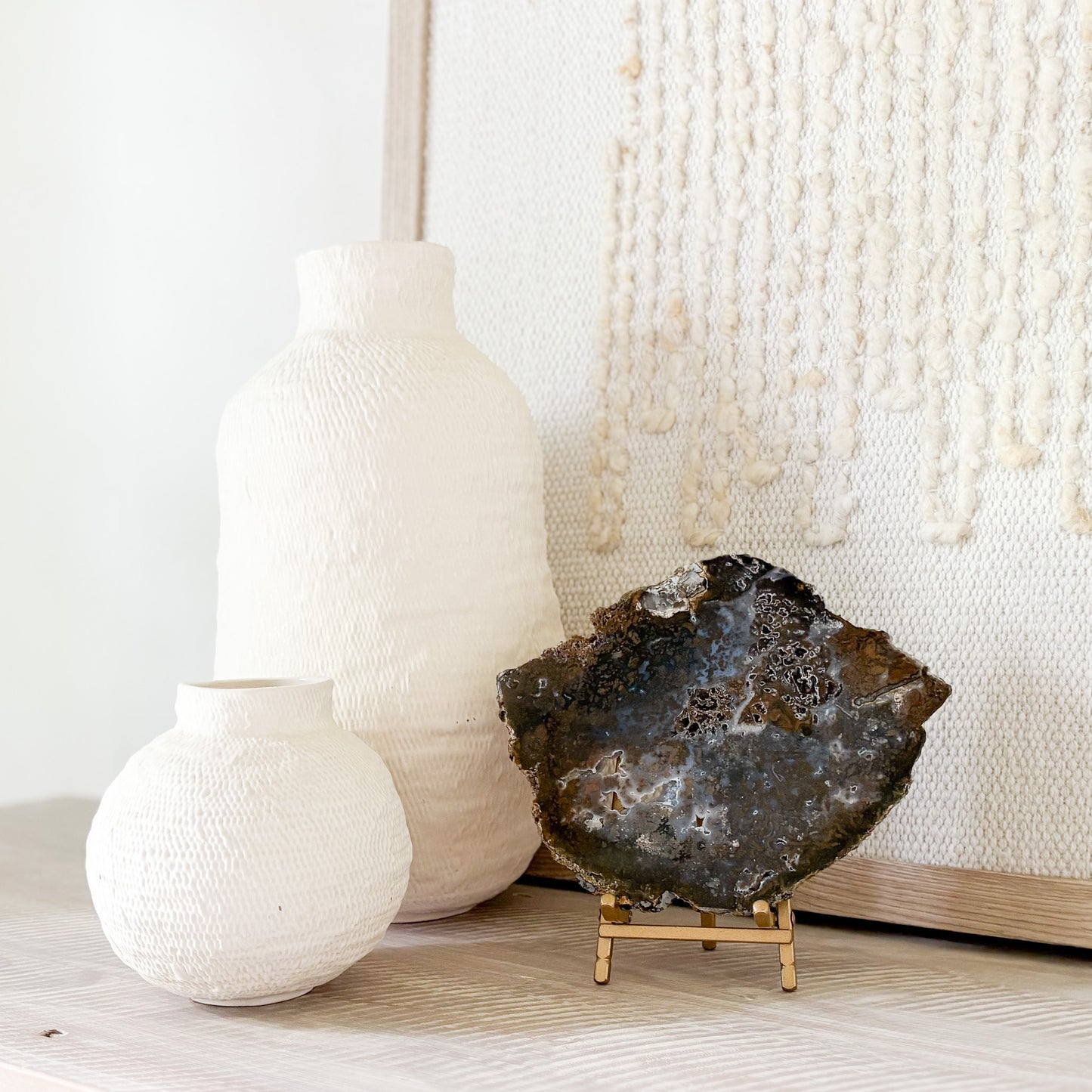 decorative agate slice on stand