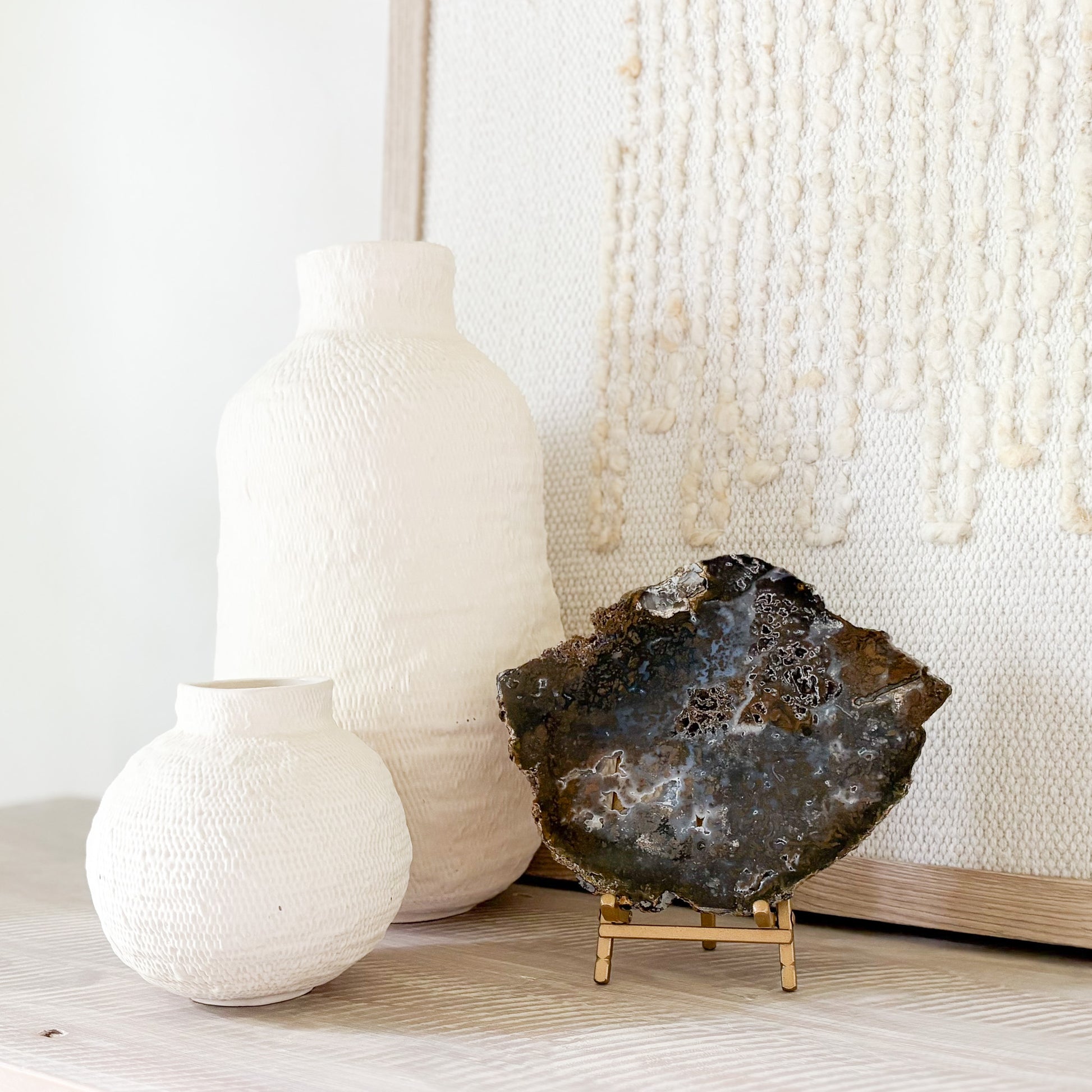 decorative agate slice on stand