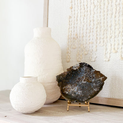 decorative agate slice on stand