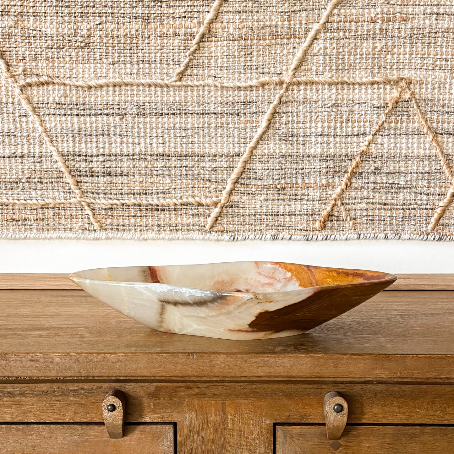 Large hand carved brown onyx bowl, natural stone serving bowl, polished decorative home decor centerpiece
