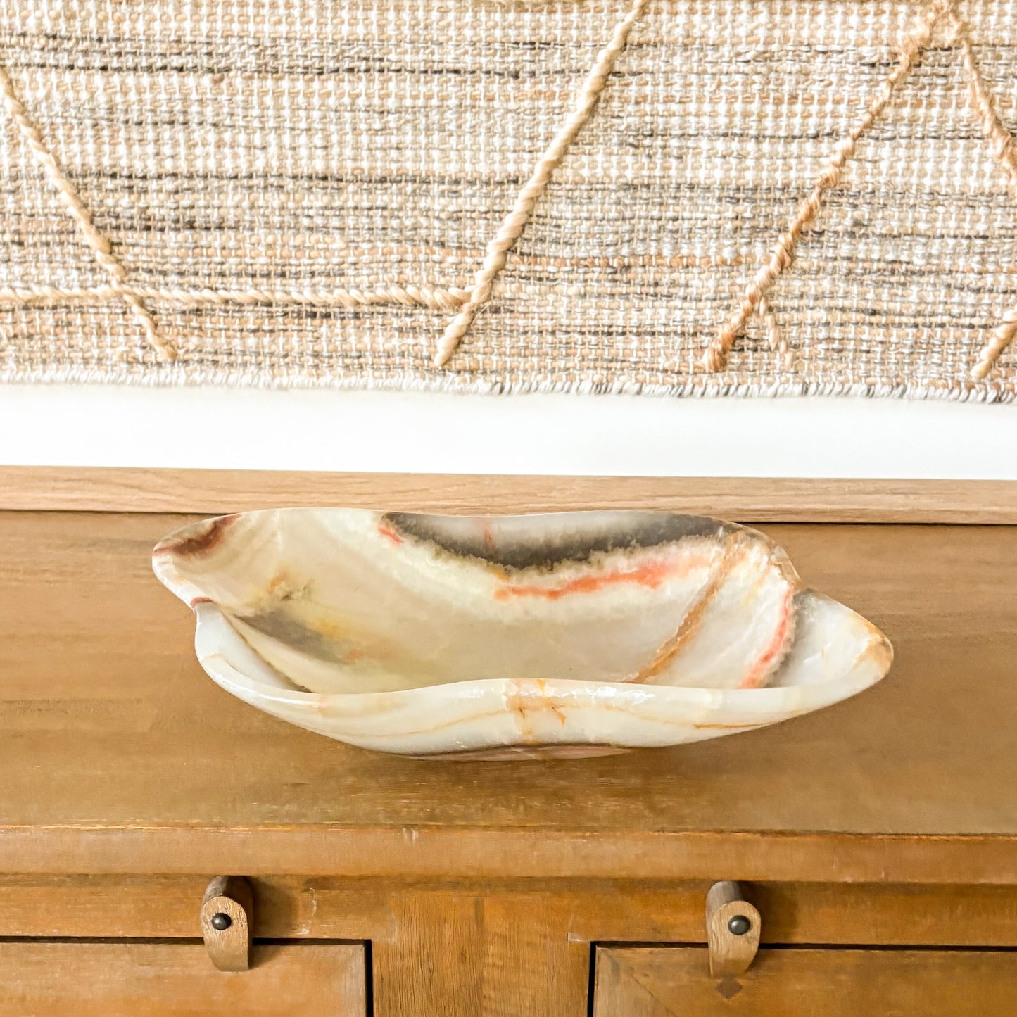 Large Hand Carved Brown Onyx Bowl