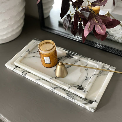 black, white and grey marble tray