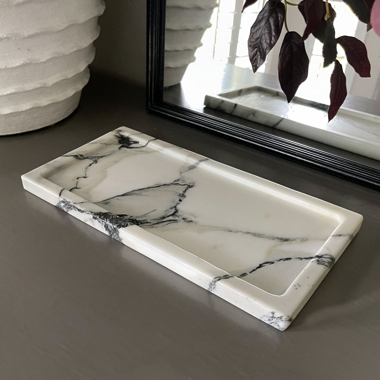 black, white and grey marble accent tray, marble home decor
