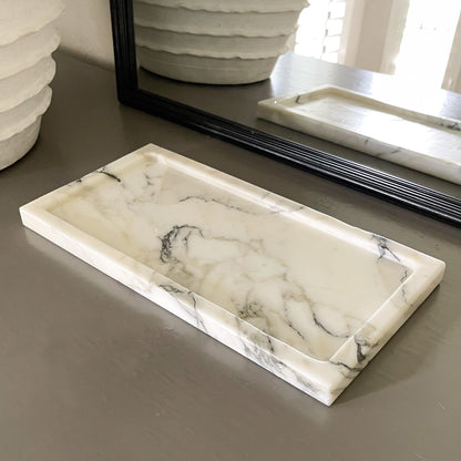 black and white marble accent tray
