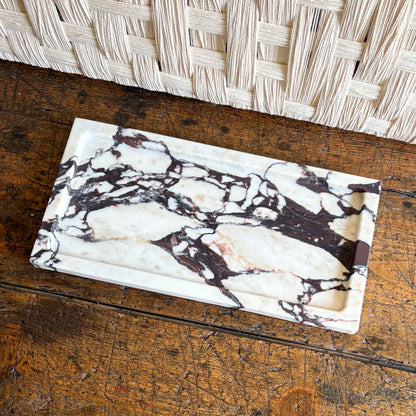brown and white marble accent tray, neutral marble tray