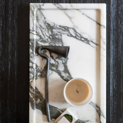Elegant marble vanity tray crafted from genuine Calacatta Borghini stone