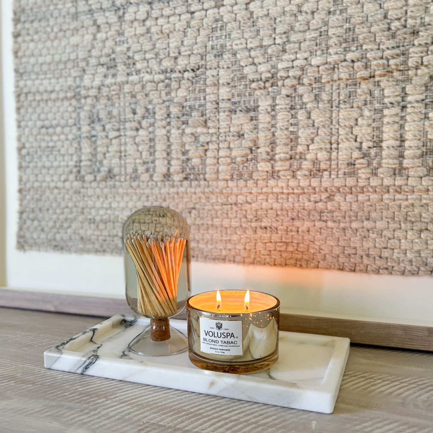 Decorative Calacatta marble tray for candles and home accents