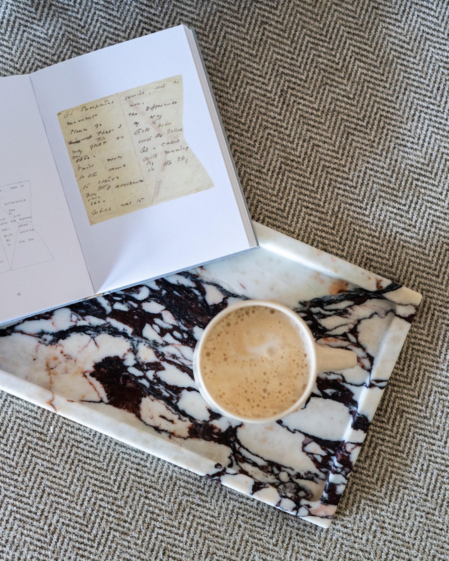 Luxury Calacatta Viola marble tray for coffee table, vanity, or shelf styling