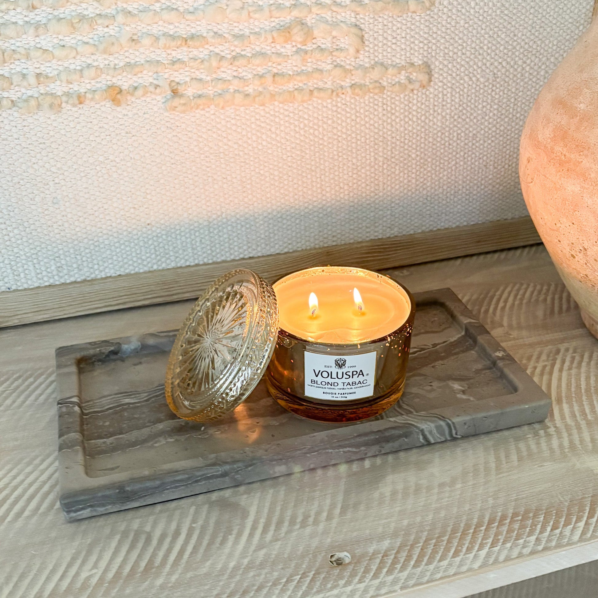 decorative grey marble tray