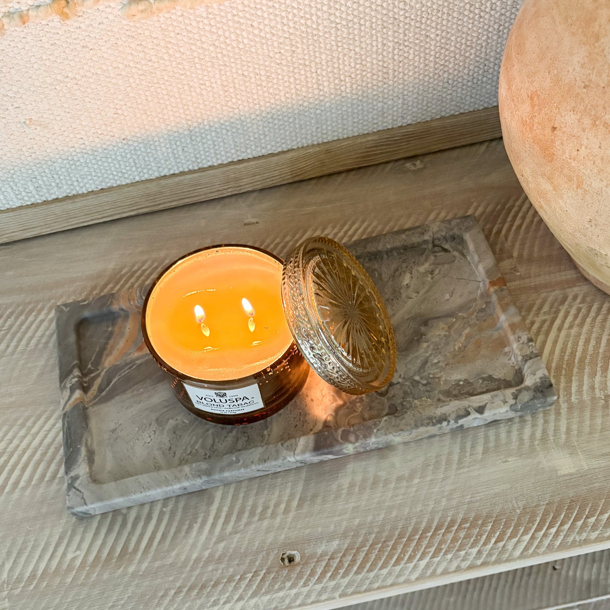 decorative grey marble tray, organic home decor