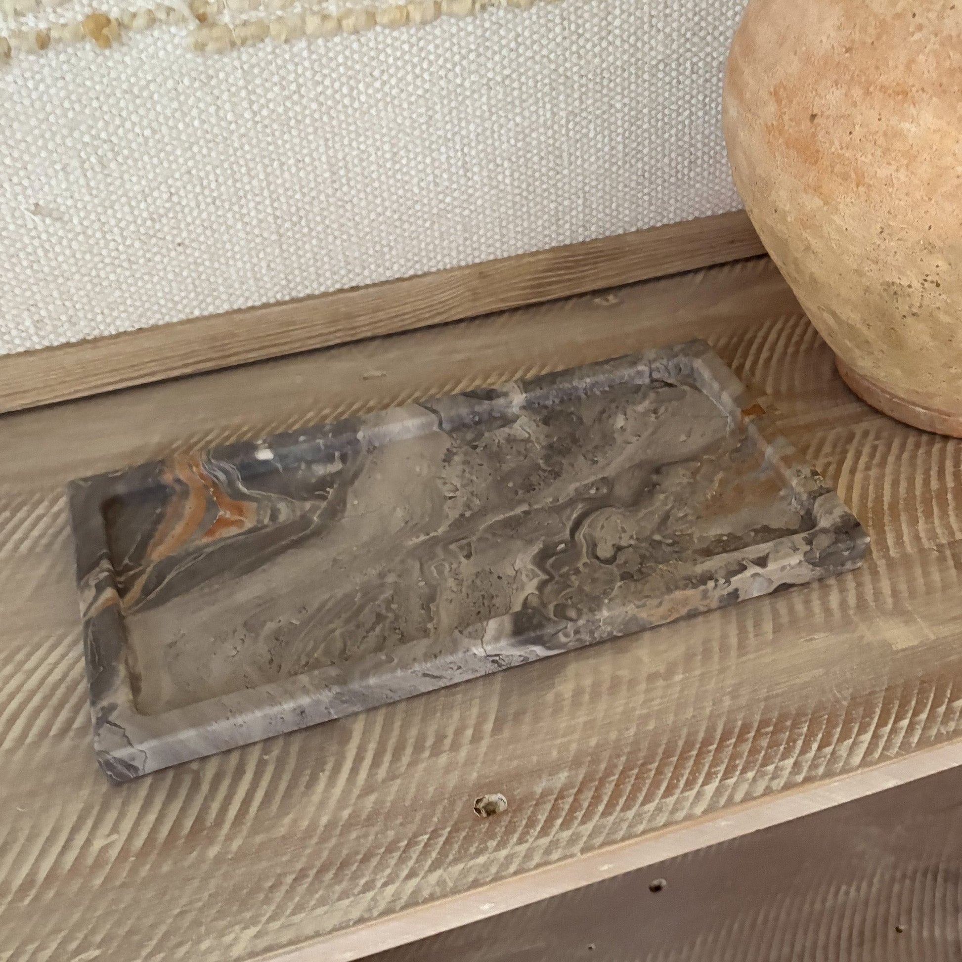grey marble vanity tray