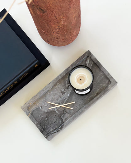 Luxury gray Cappuccino marble tray for coffee tables, vanities, and countertops