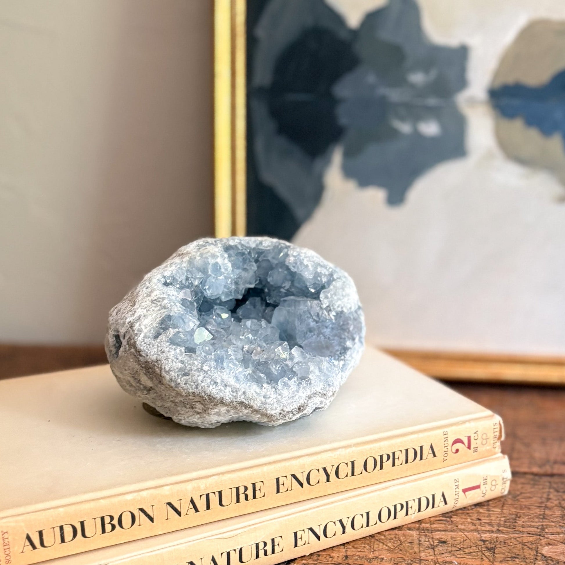 decorative blue crystal geode