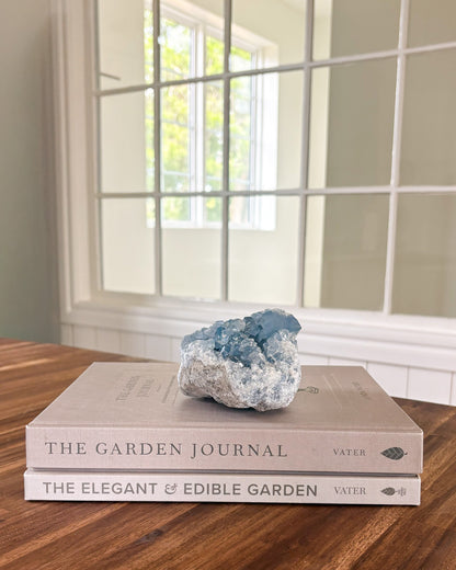 Blue celestite crystal cluster decorative mineral specimen