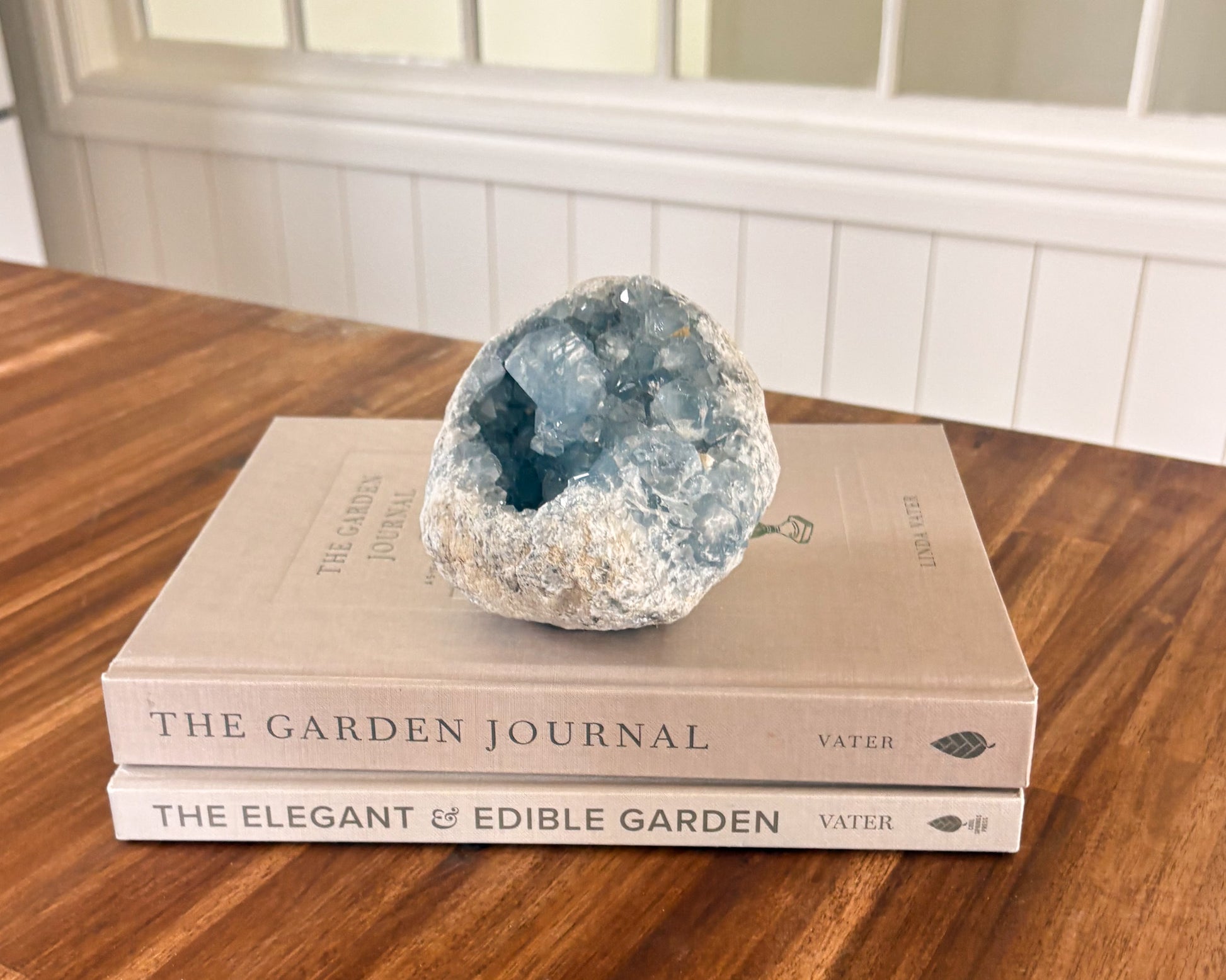 Natural blue celestite crystal cluster home decor