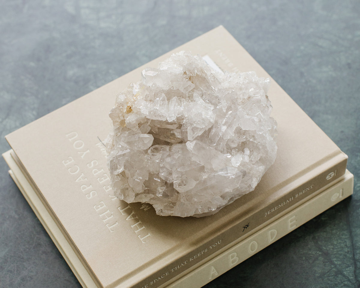 Clear quartz mineral specimen with natural crystal points