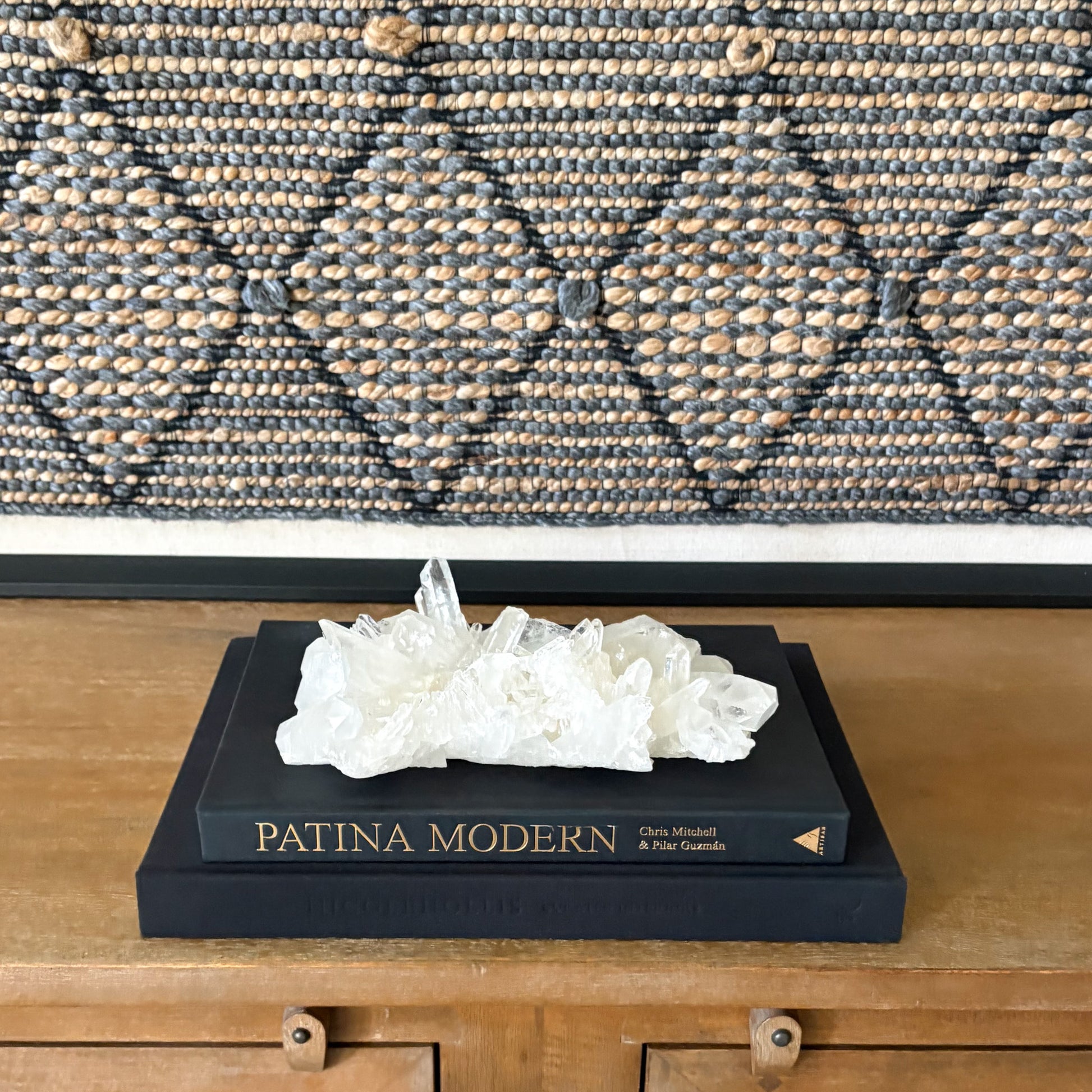 Clear quartz crystal cluster decorative piece for modern home