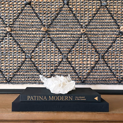 Clear quartz cluster shelf styling minimalist interior design