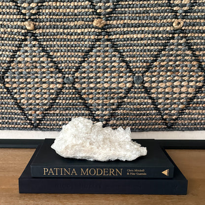 Elegant clear quartz decor piece in luxury living room setting