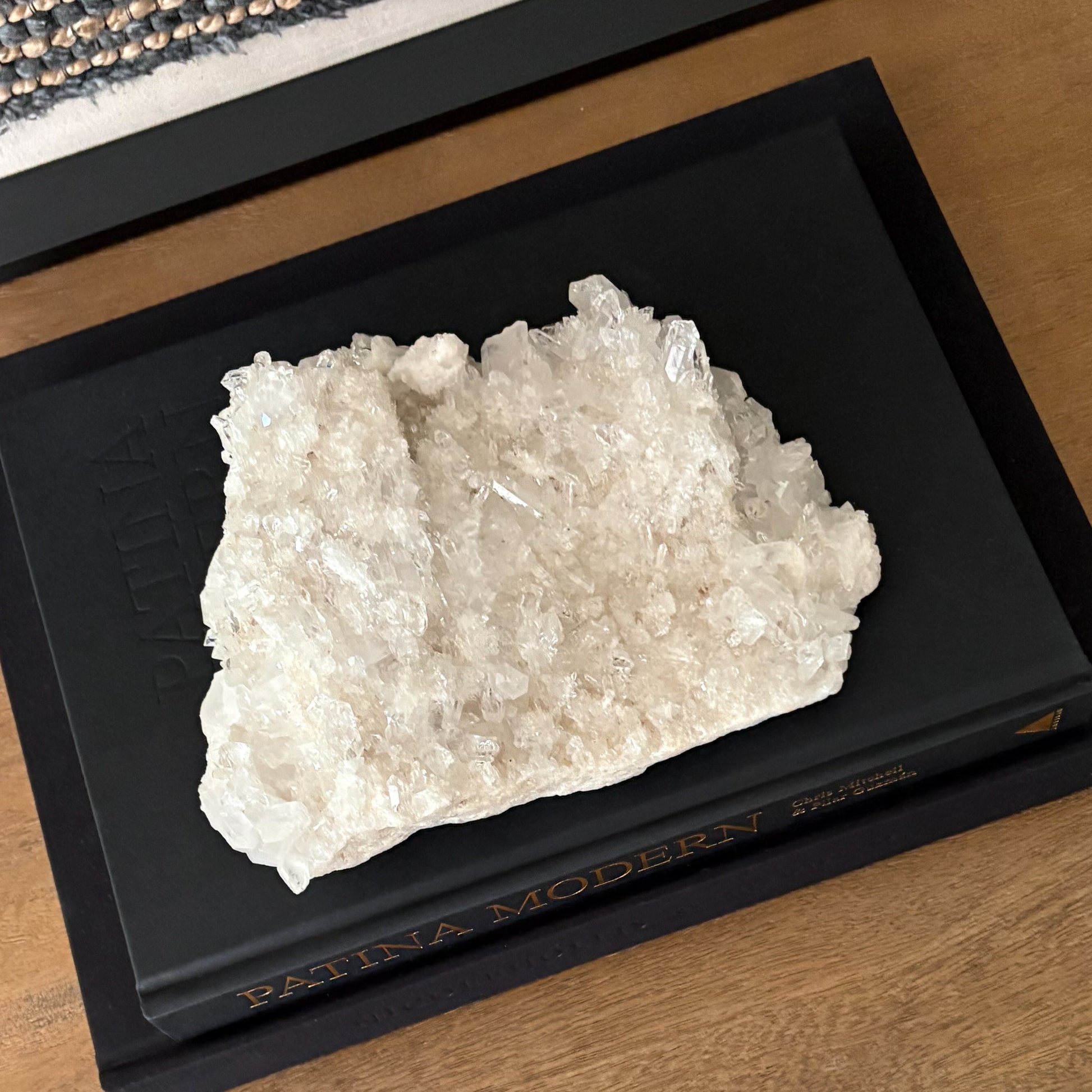 Raw clear quartz crystal cluster decorative home accent