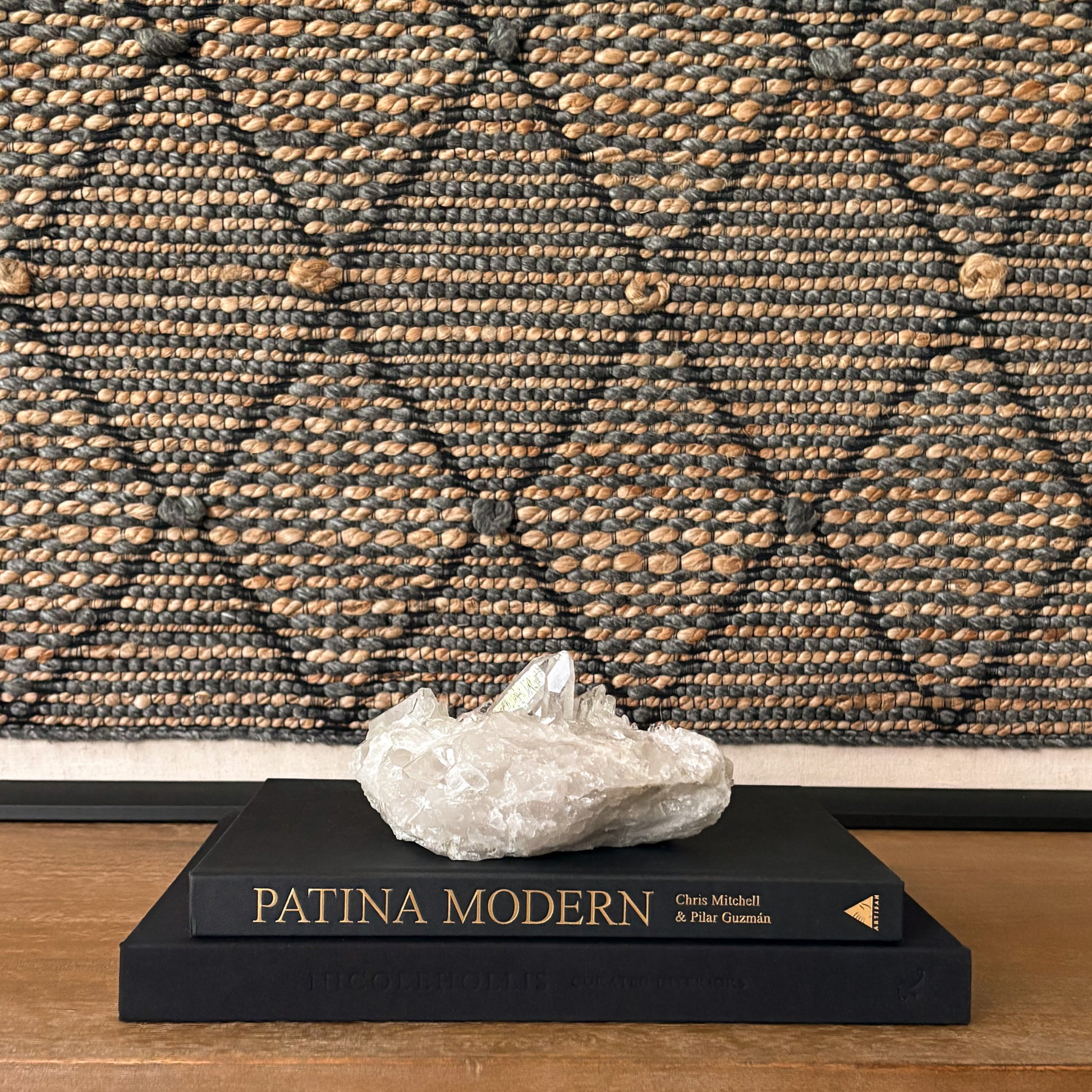 Luxury clear quartz crystal cluster statement decor piece