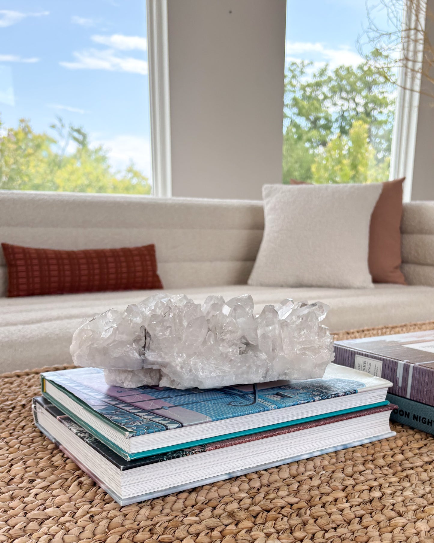 Genuine Brazilian clear quartz cluster for modern organic home decor