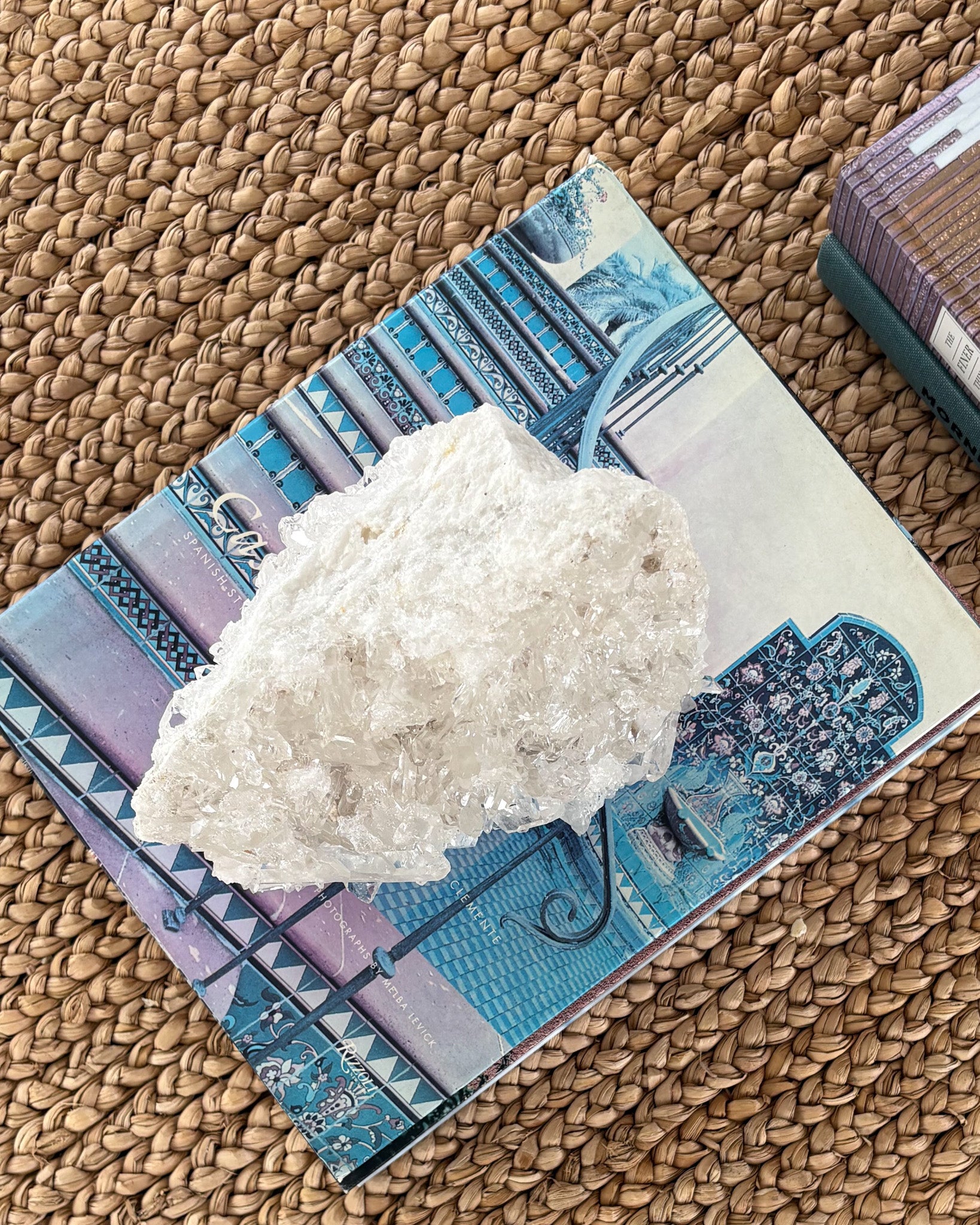 Authentic clear quartz crystal cluster with sparkling natural formations