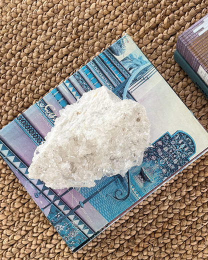 Authentic clear quartz crystal cluster with sparkling natural formations