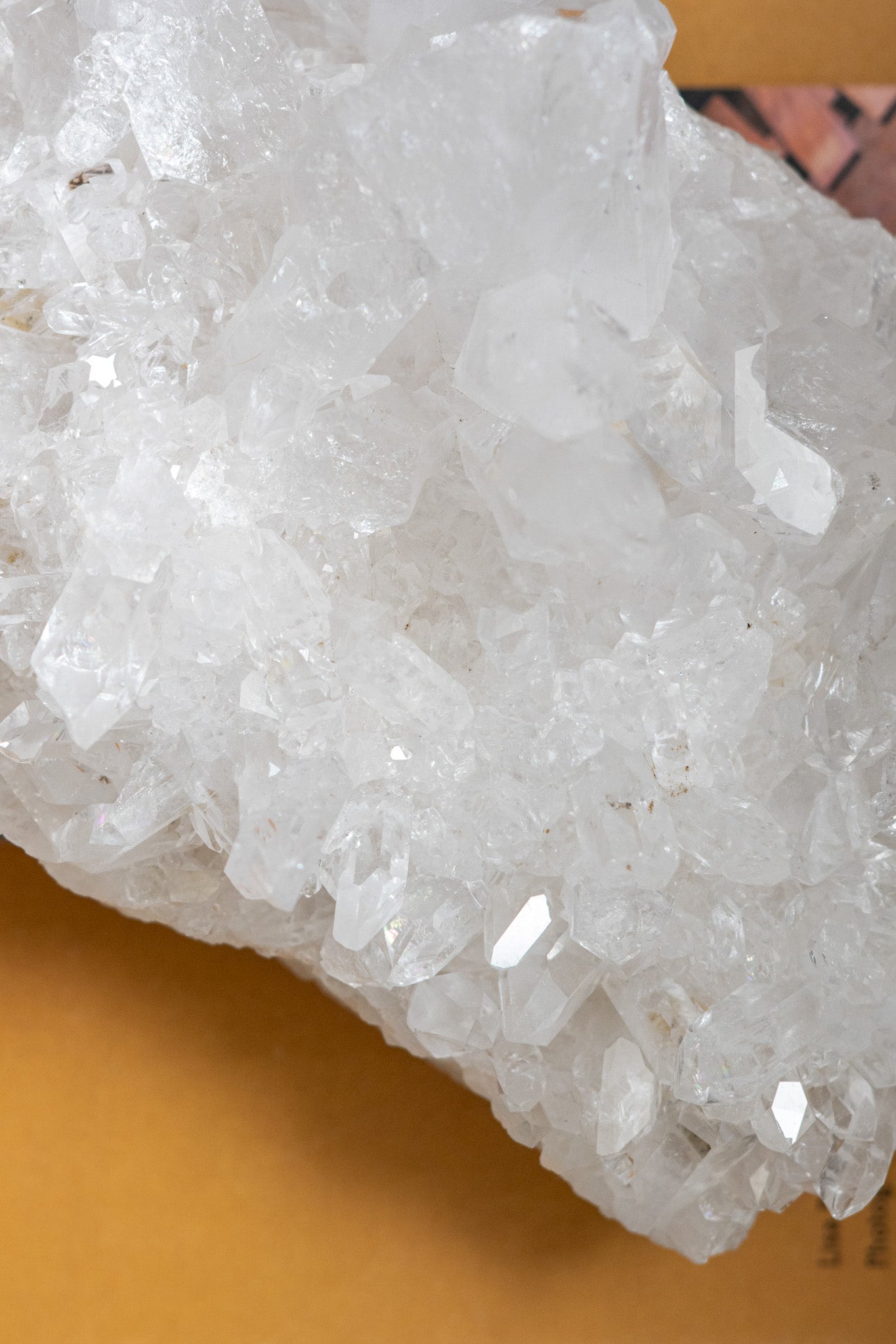 Natural clear quartz crystal specimen displayed as elegant artisanal home decor for coffee tables and bookshelves