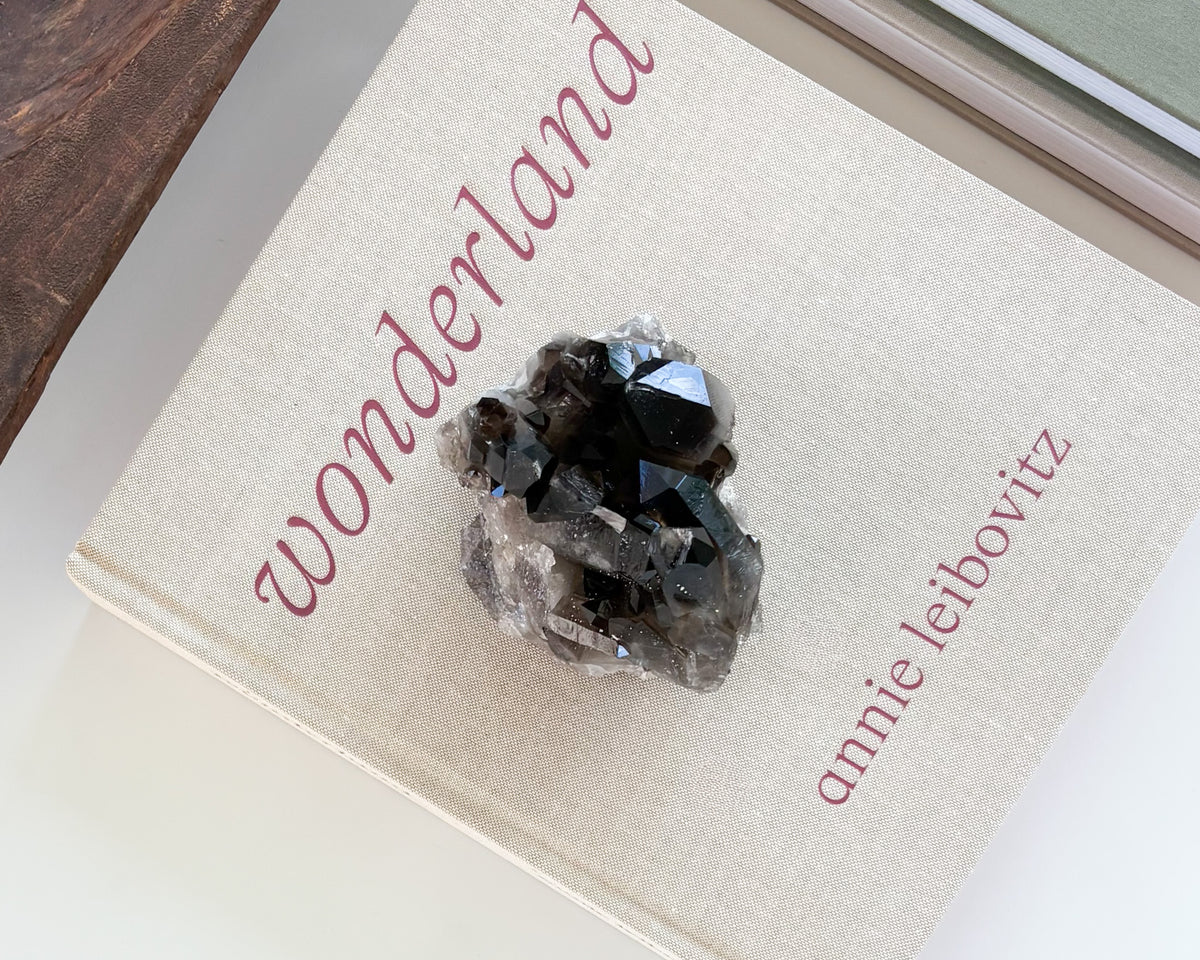 One-of-a-kind smoky quartz crystal cluster with natural formations