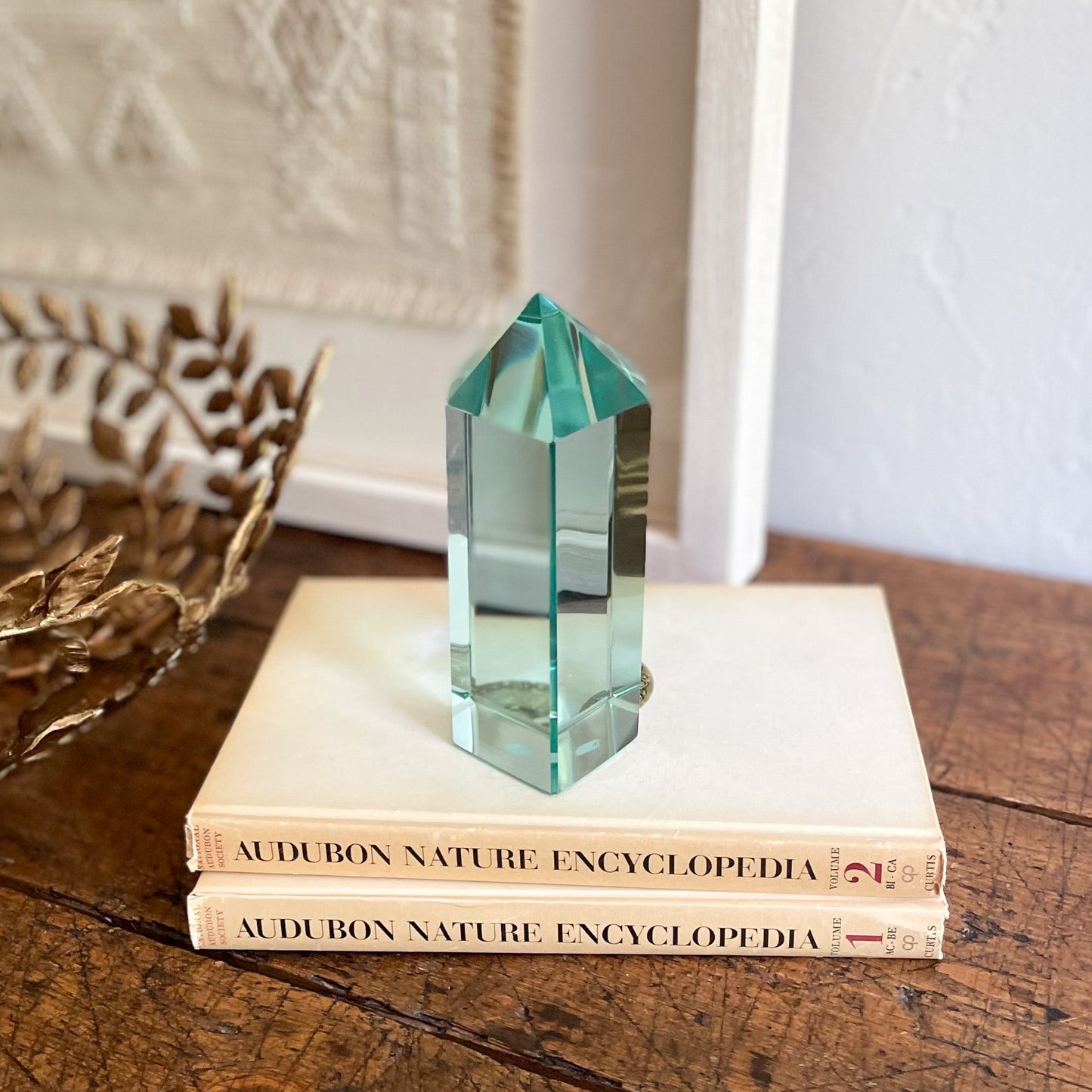 green glass decorative prism