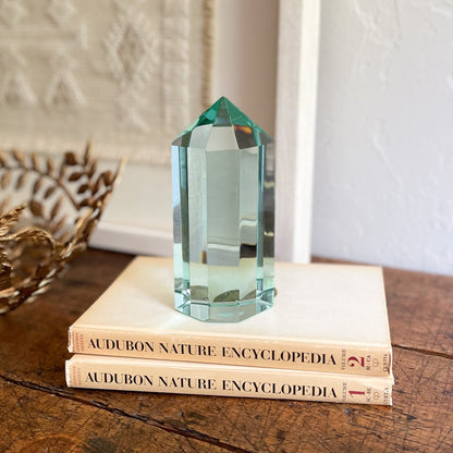 decorative green glass prism